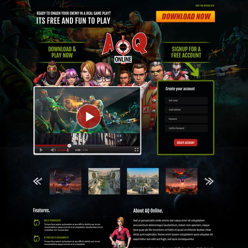 Landing page for an online game (Guarenteed) Design by HSwebmasters