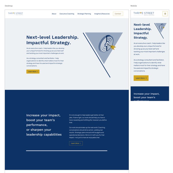 Design by Cracking Egg titled "Landing page for an executive coaching and strategy consulting practice"