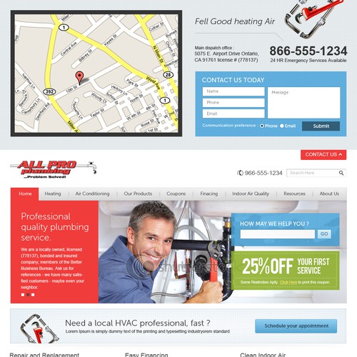 Design di New website design wanted for All Pro Plumbing, Heating, & Air di thecenx