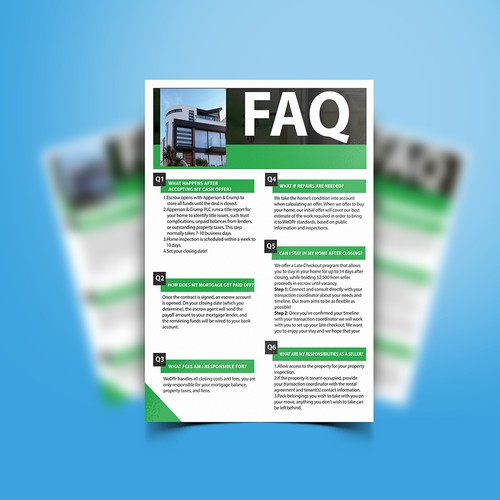 Design di FAQ Flyer made For Real Estate Homebuyer di riazuldesigner