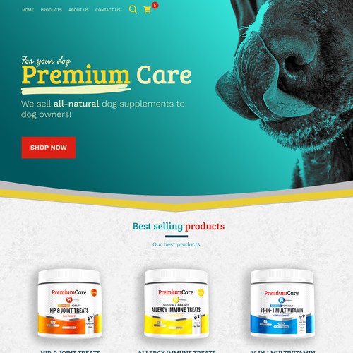 Designs PREMIUM PET SUPPLEMENT HOME PAGE  page design contest
