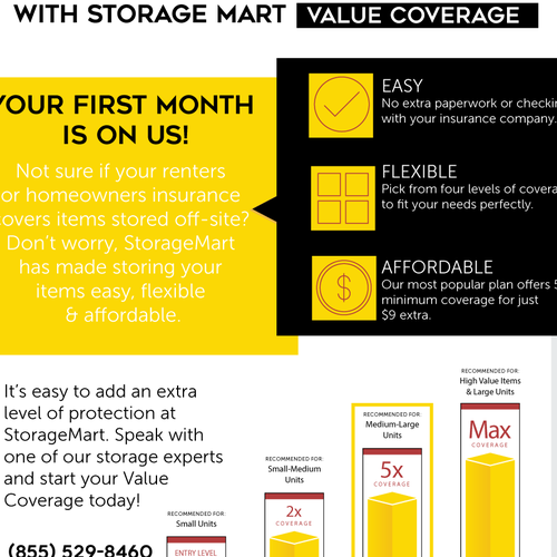 International Use StorageMart Value Coverage Flyer Postcard, flyer or