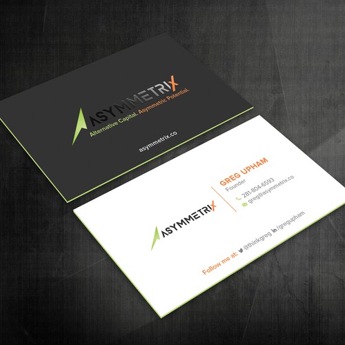 Design a cool, edgey but sophisticated business card for an alternative investment firm. Design von Felix SH