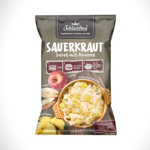 Stayin alife - Refresh an old fashion package for Salad with Sauerkraut, Pineapple and Apple-ontwerp door Jdodo