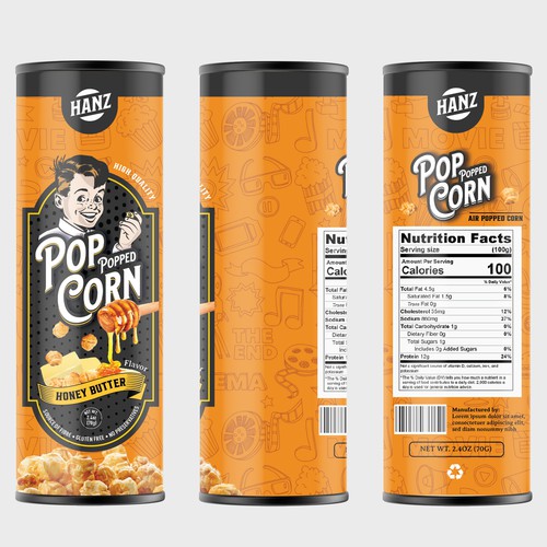 Premium Quality Popped Pop Corn Packaging Design by Davi Giolo ★