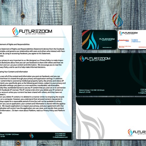 Business Card/ identity package for FutureZoom- logo PSD attached Diseño de weseld