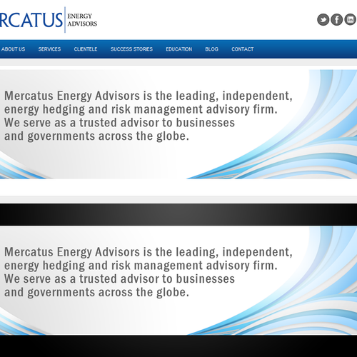 banner ad for Mercatus Energy Advisors  Diseño de Agent K