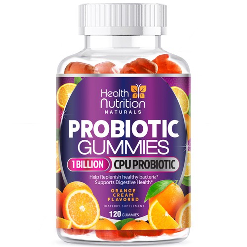 Healthy Probiotic Gummies Label needed for Health Nutrition-ontwerp door agooshe