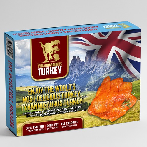 TYRANNOSAURUS TURKEY BREASTS - POWERFUL PACKAGING NEEDED! Design by ted191 dexign