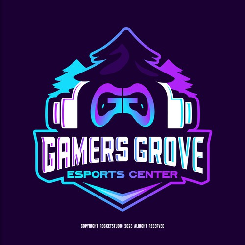 Logo for a casual and competitive esports video game center Diseño de rocketstudio