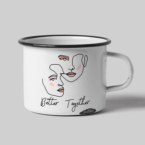 Quirky enamel mug illustration for concept stores - female empowerment Design by GloriaSánchezArtist