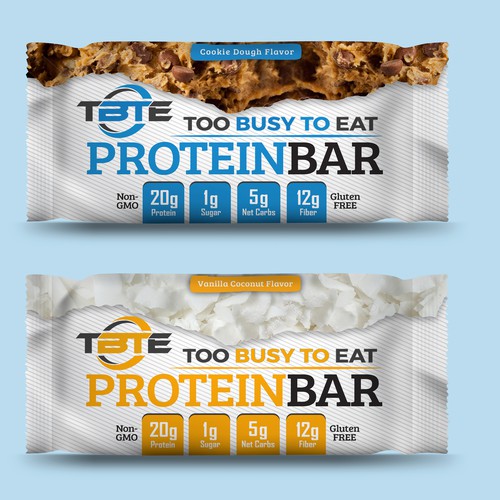 Design a unique protein bar wrapper for Too Busy To Eat Design réalisé par Aleina Design Studio