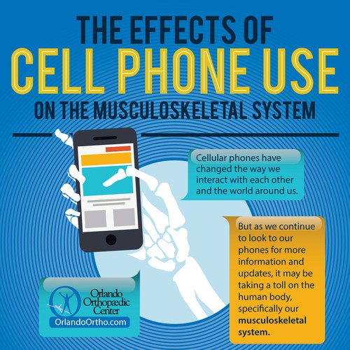 Infographic - The Effect of Cell Phone Use on Your Neck and Fingers Diseño de Chrianne