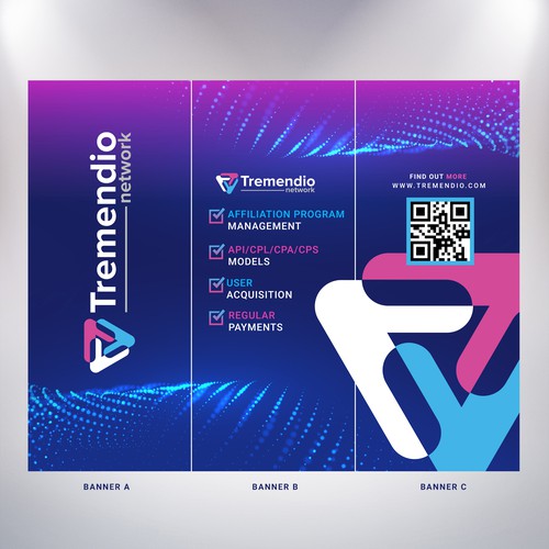 Triangular banner for trade show Design by Rav Astra