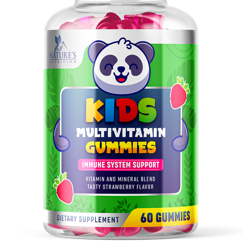 Tasty Kids Multivitamin Gummies Product Label for Nature's Nutrition Design by ZAKIGRAPH ®