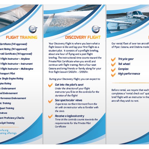 Let your creativity fly! Design a brochure for Vermont Flight Academy ...