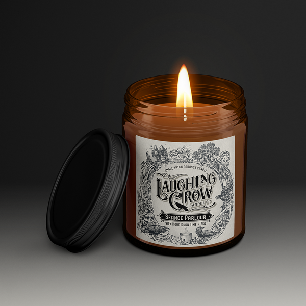 Apothecary style candle label with a spooky/gothic slant