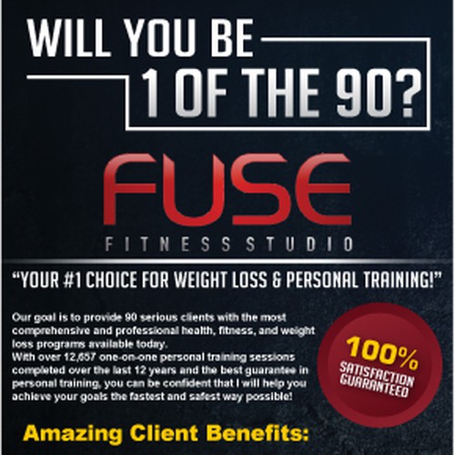 Sleek Postcard for FUSE Fitness Studio Diseño de Joe Elvis
