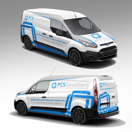 Design pkw folierung ford transit connect und vw e-up beide weiss