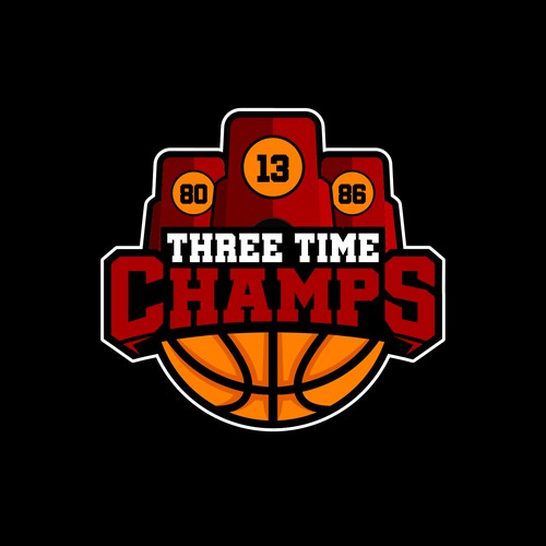 Basketball Logo for Team 'Three-Time Champs' - Your Winning Logo Featured on Major Sports Network Design by RobiSugar™