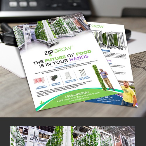 Brochure design for indoor, vertical hydroponic farm Design by Logicainfo ♥