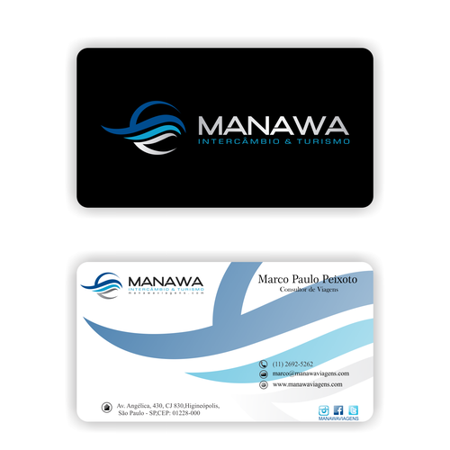 Please create a great Business Card design for travel agency Manawa! Design by Parth Soni