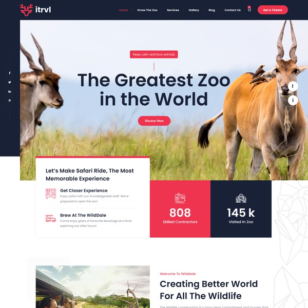 Safari Park and Zoo Website Design