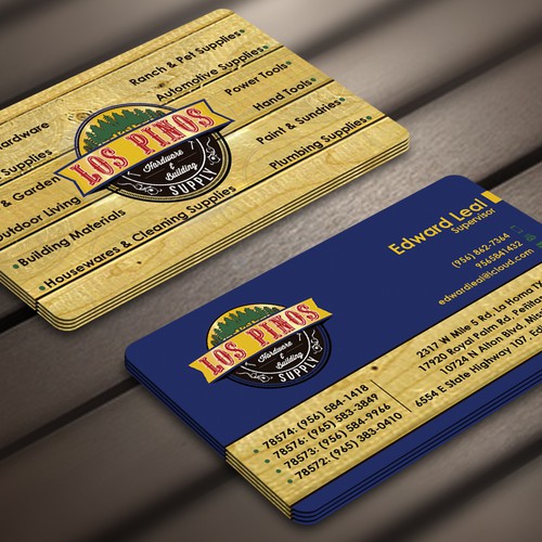 Los Pinos Hardware & Building Supply Business Card Contest! Diseño de Nerys Design™