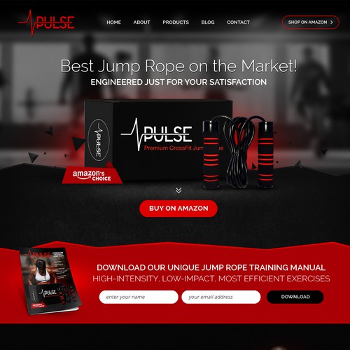 Design a simple but strong black/red layout for pulse brand featuring jumprope | Web page contest | 99designs