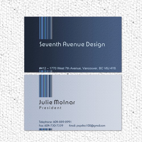 Quick & Easy Business Card For Seventh Avenue Design デザイン by iLayout