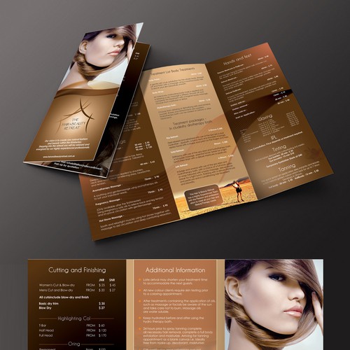 Hair and beauty retreat treatment menu | Brochure contest | 99designs