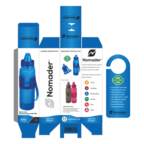 Product design for a cool and trendy kids water bottle., Product packaging  contest