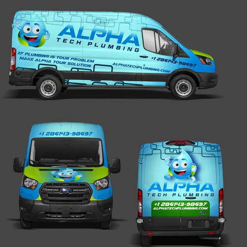 Fun Plumbing van wraps! logo and inspo pic provided! Design by Tanny Dew ❤︎