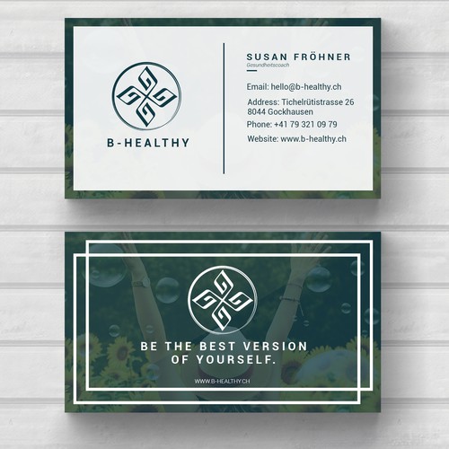 Create a businesscard for a healthy lifestyle that inspire people to go the same way Design by marpon jake