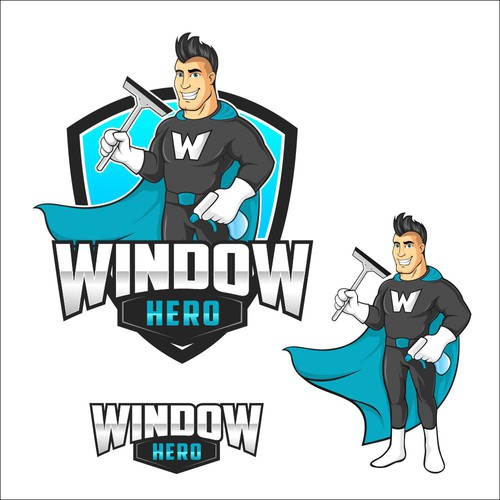 Design a mascot logo for Window Hero, a window washing company Design by AzZura83