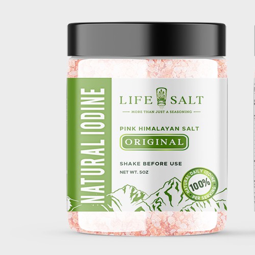 Label for Natural Iodine Pink Himalayan Salt that is fused with Seaweed Design by Design_byMe