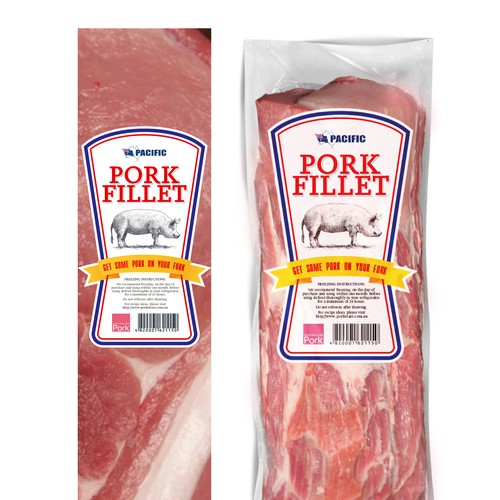 Create a striking top product label for a pork fillet product Design réalisé par Coshe®