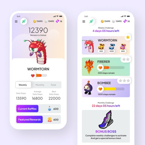 Design the app for StepHeroes, a new and innovate fitness game Design by 7plus7