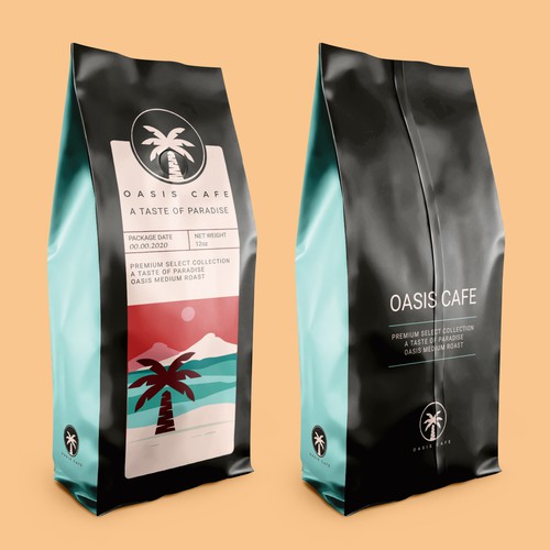 OASIS CAFE COFFEE BEAN PACKAGING DESIGN Design by suraiatonna