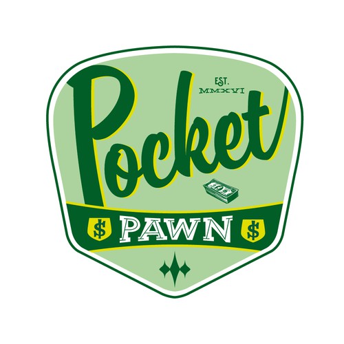 Create a unique and innovative logo based on a "pocket" them for a new pawn shop. Design by MW Logoïst♠︎