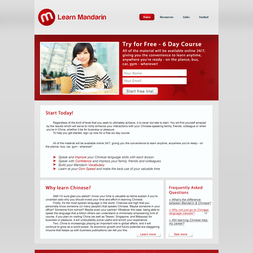 Create the next website design for Learn Mandarin デザイン by Brightmix