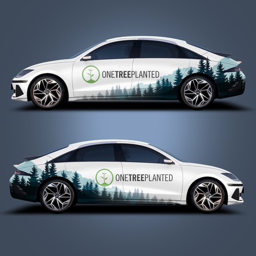 Design a sleek and professional vehicle wrap for a reforestation nonprofit's EV fleet Design by Avriel