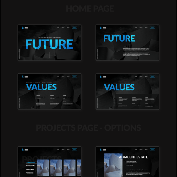 Interactive web design concept for construction / architecture company. 