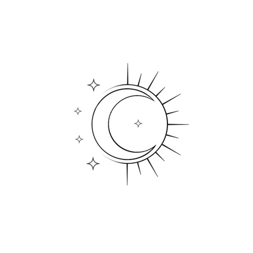 Sentimental Sun, Moon & Stars Tattoo Design by IradaGami