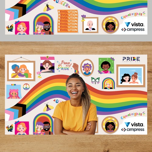 Virtual backgrounds for PRIDE month (multiple winners) Design by Evelyn Dias