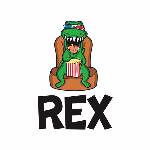 Design Rex Mobile App - Popcorn Eating T. Rex wearing 3D glasses por diablo elvins