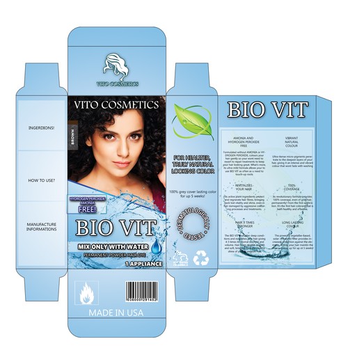 Create an atractive packaging for a new hair dye Product packaging