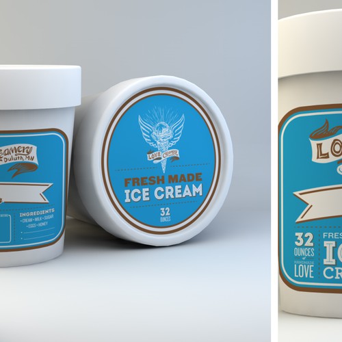 Ice Cream Container Labels for Love Creamery Design by Calavera