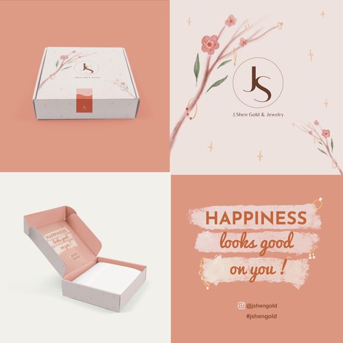 An elegant IG-worthy mailer box design for a young gold and jewelry brand Design by Farah’s art