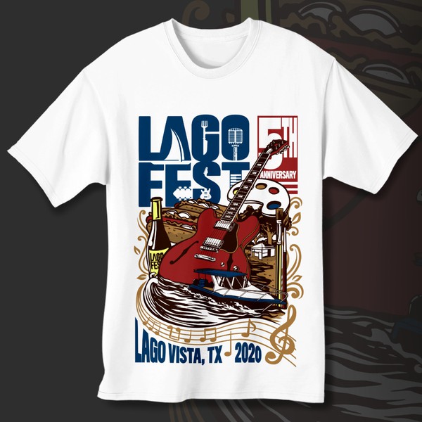 Austin, TX music & arts festival 2020 t-shirt design - Lago Fest